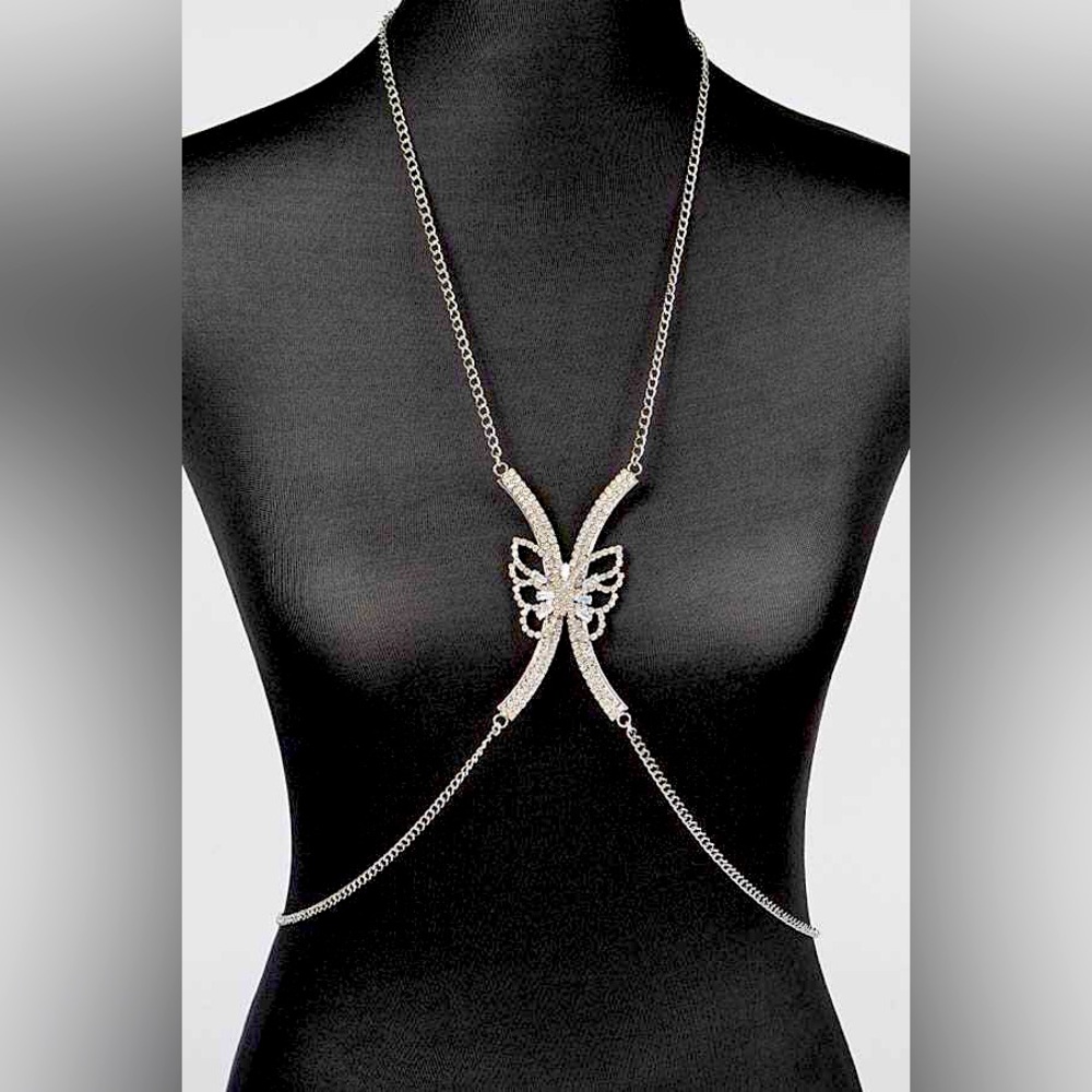 Butterfly Fringe Bra Bodychain Statement Necklace